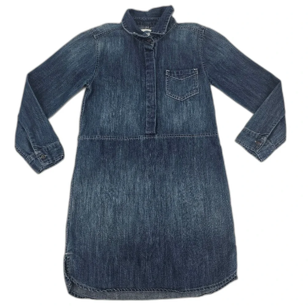 Old Navy Girls Blue Denim Shirt Dress Size M 8